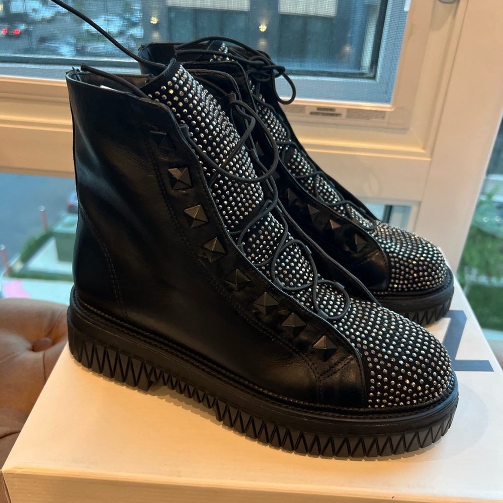 SCHUTZ Melany Black Rhinestone Ankle Booties